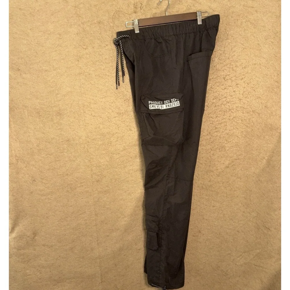 Smoke Rise Cargo Pants Mens Sz M Black‎ Drawstring Cinch Hem Streetwear